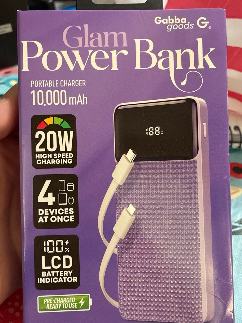 Glam Power Bank 10,000mAh - Purple